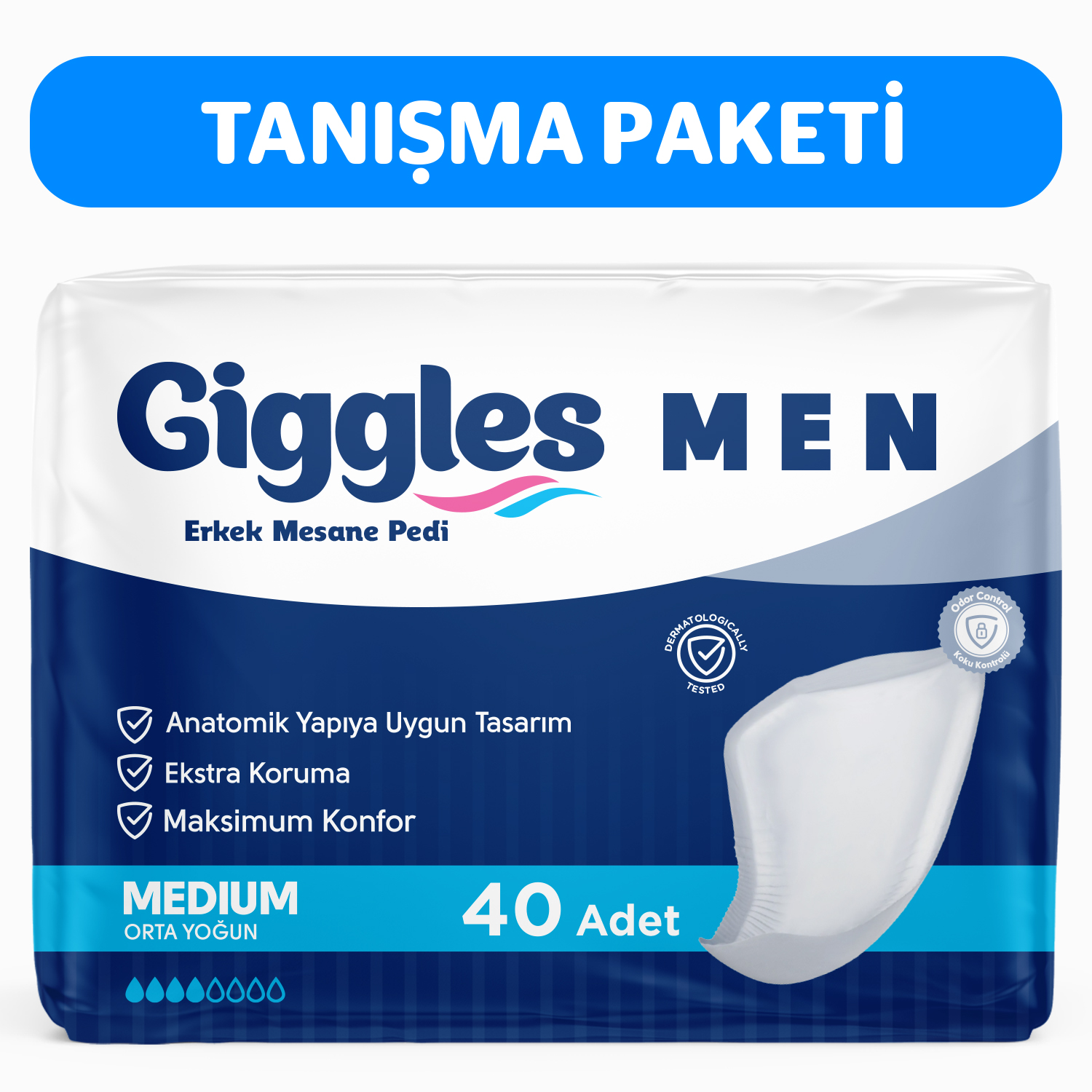 Giggles Erkek(Men) Mesane Pedi (Bladder Pad)  Medium 2 paket 40 Adet
